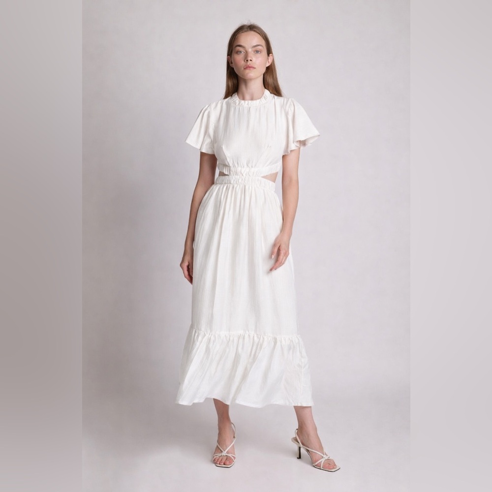 NWT Sabina Musayev Ivory Side & Back Cut Out Midi Dress Size Large - Picture 6 of 14